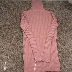Blush Cable Knit Turtleneck Sweater
